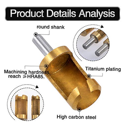 4pcs Wood Plug Hole Titanium Coated Cutter Drill Bits Set 1/4" 3/8" 1/2" 5/8" Cutting Dowel Power Woodworking Cork Hole Saw Tool Round Wood Plug Tenon Drill Bit Set
