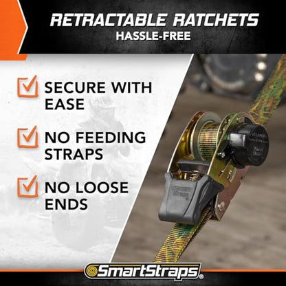 SmartStraps 10 ft Retractable Ratchet Straps, 2 Pack, 3,000 lb, Camo - color: Camo-2 Pack, size: 2 Pack