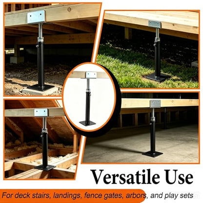 8 Pack U-Shaped Screw Jack, 11"-15" Adjustable Deck Support House Jacks - color: Black, size: 11"-15"(8 Pack)
