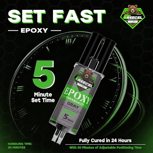 2 Part Gray Epoxy Glue 5 Minute Set Adhesive, 0.85 oz Syringe - color: Gray, size: 0.85 fl oz (25 ml)