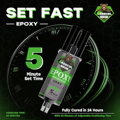2 Part Gray Epoxy Glue 5 Minute Set Adhesive, 0.85 oz Syringe - color: Gray, size: 0.85 fl oz (25 ml)
