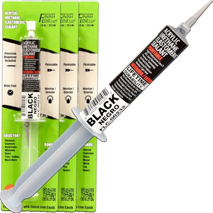 30mL Pre-Filled Precision Caulk Applicator Black, 3-Pack - color: Black