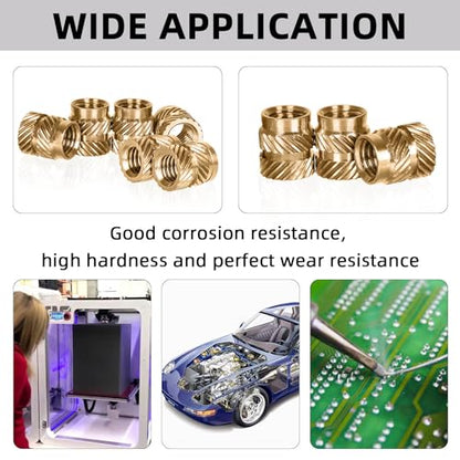 100 PCS M3 x 5.7mm L x 4.6mm OD Threaded Inserts, Metric Knurled Insert Nuts, Premium Brass Heat Seat Inserts for 3D Printing Components - size: M3 x 5.7L x 4.6mm
