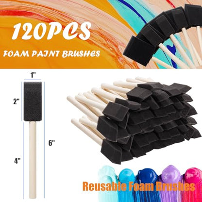 120Pcs Foam Paint Brushes 1 Inch Bulk Foam Brush Sponge for Painting Craft - size: 1 Inch-120Pcs