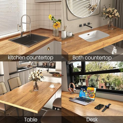 COSNIGHT Wood Grain Contact Paper with Tools, Peel and Stick Wallpaper - color: Medium brown, size: 15.7" x 393"