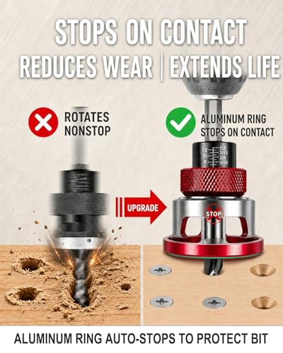 7PCS Countersink Drill Bit Set with Adjustable Depth Stop Collar