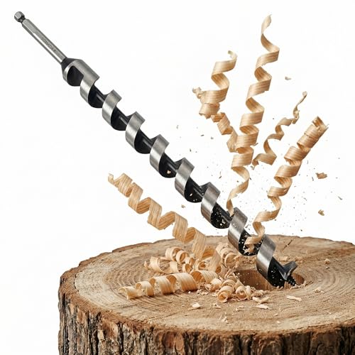 SOMADA 1 in x 17 in Auger Drill Bit, Quick Change Hex Shank, Wood - size: 1"x17" Silver