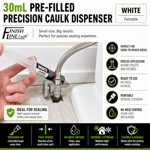 30mL Pre-Filled Precision Caulk Applicator White 5-Pack - color: White