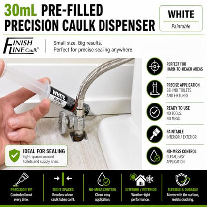 30mL Pre-Filled Precision Caulk Applicator White 5-Pack - color: White