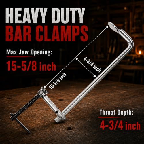 4-Pcs 15-5/8" Heavy Duty Welding Clamps, 1200 lbs Clamping Force - size: 25 x 12 in (4pcs), style: Max Open:15-5/8 in （Throat：4-3/4 in）