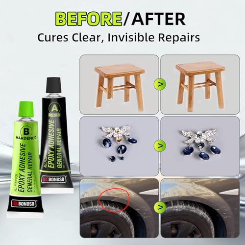 LOCBONDSO 2 Part Epoxy AB Glue, 5-7 Min Fast Curing Clear Adhesive, 2 oz