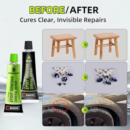 LOCBONDSO 2 Part Epoxy AB Glue, 5-7 Min Fast Curing Clear Adhesive, 2 oz
