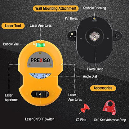 PREXISO Multi Surface Laser Level LED Light Vial, Cross Line Laser