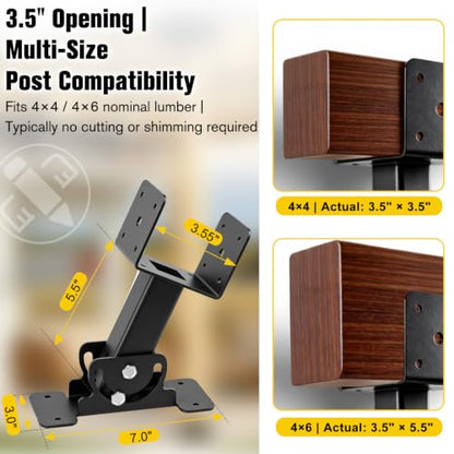 3 Pack Adjustable Roof Riser Brackets for Pergola, Fits 4x4 4x6 Posts