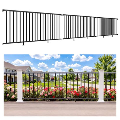 Egadis 3 Pack 42 in x 8 ft Aluminum Porch and Deck Railing Kit Without Post - color: Level 8ft - 3 Panel