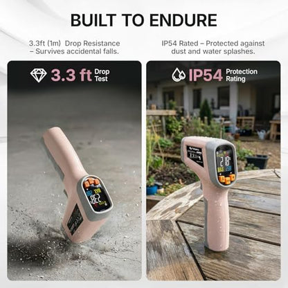 Tilswall Infrared Thermometer, Laser Temperature Gun -58°F~1112°F, Pink - color: pink