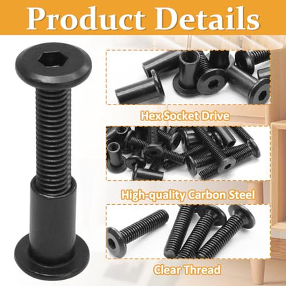 Biaungdo M6x30mm Black Hex Drive Socket Cap Bolt, 15 Sets - color: Black, size: M6x30mm