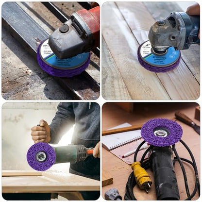 Oleitodh 20 Pack Strip Disc 4 Inch Paint Removal Rust Removal Wheels - color: Purple, size: 4'' x 5/8''-20Pack