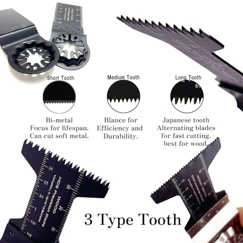 20 Pcs Oscillating Tool Blades Combination Pack with 3 Types Tools for Wood and Soft Metal Compatible with Star-Lock Tools