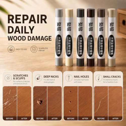 3 Colors Wood Filler Sticks, Milk Coffee Series, with Scraper - color: Milk Coffee Series