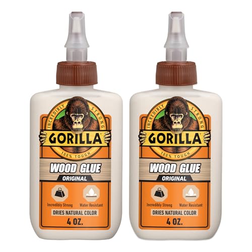 Gorilla Wood Glue, Water Resistant, Natural Color, 4 oz Bottle, 2-Pack - style: Original