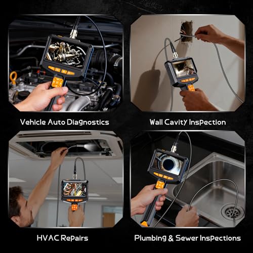 Borescope Camera with Light, 4.3" 1080P IP67 Waterproof Handheld Endoscope - size: 4.3''
