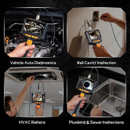 Borescope Camera with Light, 4.3" 1080P IP67 Waterproof Handheld Endoscope - size: 4.3''
