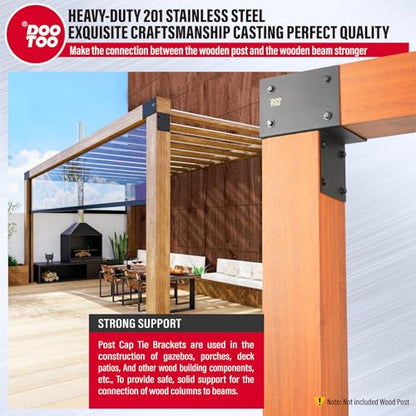Stainless Steel Pergola Brackets, 6x6(Actual 5.5") End Post to Beam Bracket, Heavy Duty Post Cap Tie Bracket for Gazebos, Decks and Porches(2pcs-Black) - size: End 6x6 (Actual Post 5.5"x5.5", Beams 5.5"x5.5")