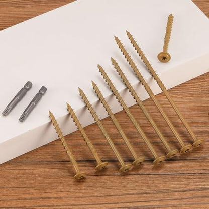 #14 x 6 Inch Lag Screws (48Pcs) 2lb. Structural Wood Screw, Bronze, Carbon Steel, Washer Head, Rust Resistant epoxy Coated, T30 Star Bit - color: Bronze, size: #14 x 6"