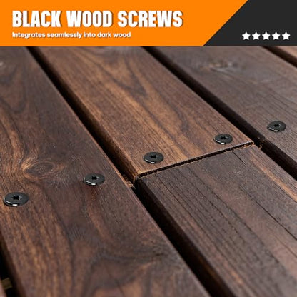 #14 x 4-1/2" Lag Screws 100Pcs - Structural Screw for Outdoor Wood, Furniture, Deck & Framing, Black Wood Screws, Rust Resistant, Includes T30 Star Bit - size: #14x4-1/2in 100pcs