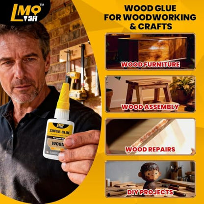 Wood Super Glue 30g, Clear Cyanoacrylate Adhesive for Furniture Woodworking - size: 1oz-thin