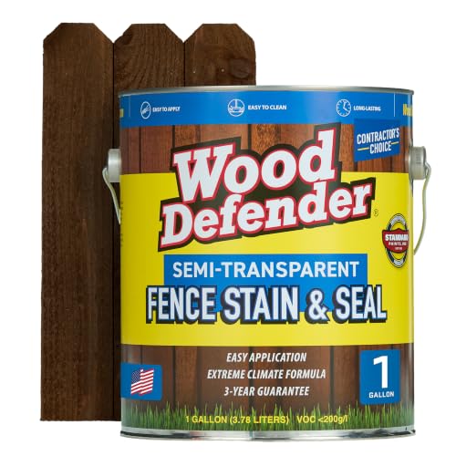 Wood Defender Semi-Transparent Fence Stain and Seal, Coffee Brown, 1-Gallon - color: Coffee Brown, size: 1 Gallon