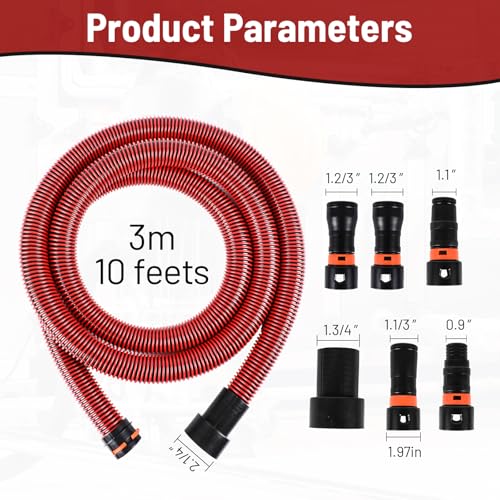 KLABB 10 Feet Dust Collection Hose Kit for Shop Vacuums - size: 10FT