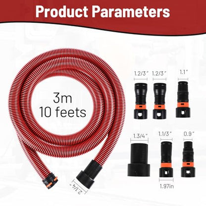 KLABB 10 Feet Dust Collection Hose Kit for Shop Vacuums - size: 10FT