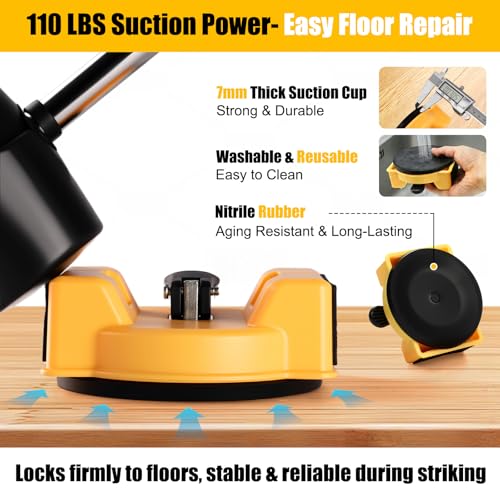 Floor Gap Repair Tool with 4.6" Suction Cup & 5 Adhesive Pads, Double-Sided Heavy Duty Tapping Tool for Hardwood Laminate LVP Vinyl Plank Floors, DIY Gap Fixer Fits 120-300mm Wide Planks, L-Size - size: L