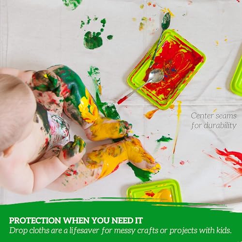 GREEN LIFESTYLE All Purpose Canvas Drop Cloths - Drop Cloth for Painting, Floor Cover, Heavy Duty Protection for Furniture & Surfaces, Reusable Painters Canvas Tarp for Renovation (2 Pack 4x10) - size: 4x10