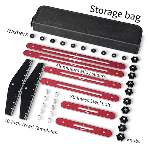 Stair Tread Jig, 10-67 Inch Adjustable Aluminum Stair Template Tool - size: Single Nut Model