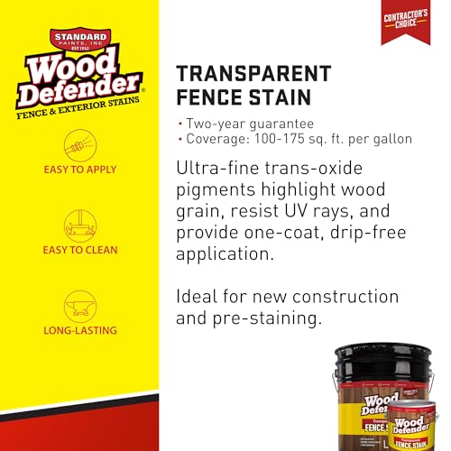 Wood Defender Transparent Fence Stain and Seal, Cedar Tone, 5-Gallon - color: Cedar Tone, size: 5 Gallon