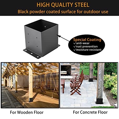 6x6 Post Base 4pcs,Post Brackets(Inner Size 5.6"x5.6") 2mm Thick - size: 6''X6''