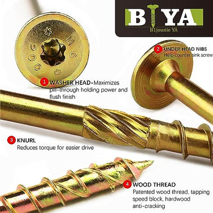 Structural Lag Screws 1/4" x 3-1/4" 50PCS Heavy Duty Wood Screws - size: 1/4" x 3-1/4" - 50 SCREW COUNT