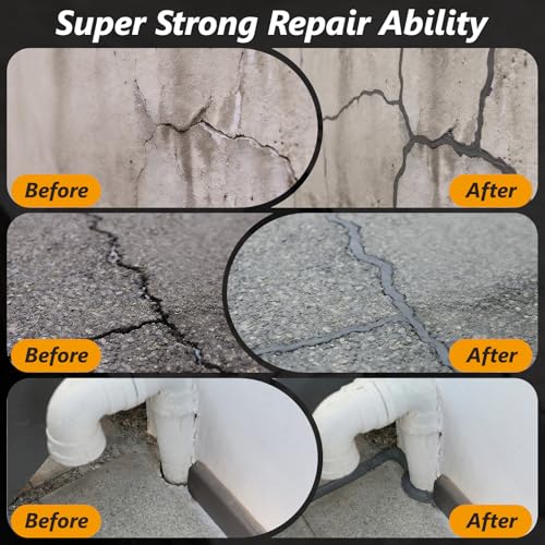 Concrete Crack Filler,1 LB High Elasticity Cement Crack Filler,Self-Leveling Quick-Drying & Waterproof Concrete Caulk,Concrete Repair for Driveway,Walkway,Patio,Joint,Indoor and Outdoor,Grey (16oz) - size: 1LB