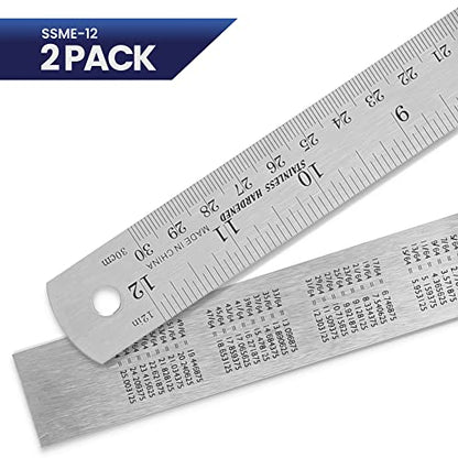 2 Pack Pacific Arc 12 Inch Stainless Steel Ruler with Inch/Metric Conversion Table - style: 2 Pack | 12 in