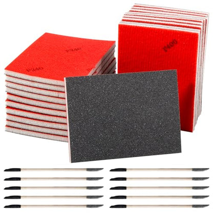 30pcs 3x4 Inch Sanding Sponge and Sanding Sticks Kit, Coarse Soft Foam Hand Sander Blocks Pads 180 240 320 400 Grit for Wood - style: Coarse Kit