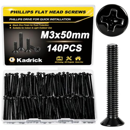 KADRICK M3 x 50mm Countersunk Screws, 140PCS, M3 Flat Head Screws - size: M3x50mm 140PCS