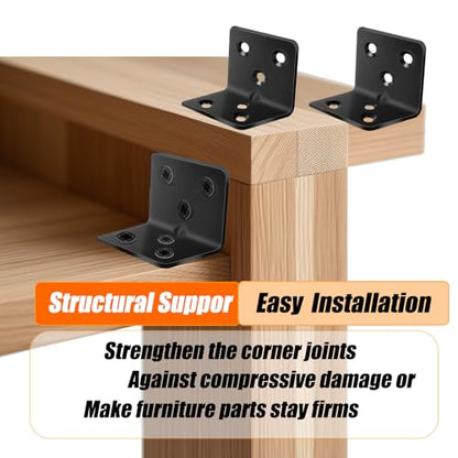 40Pcs 1.2”x1.2”Stainless Steel Black Brackets 1.5”Wide Small Angle Bracket - size: 40PCS, style: Black