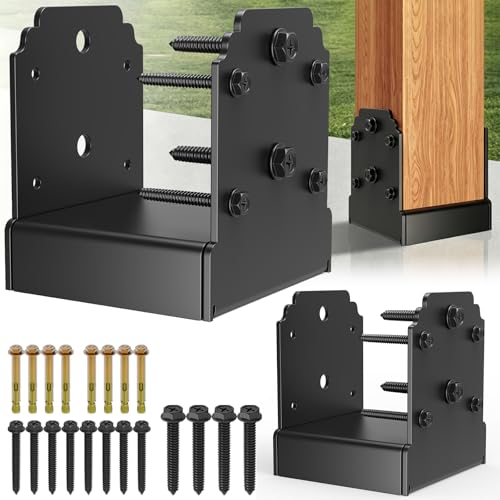2 Pack 4X4 Post Base for Concrete, Heavy-Duty Post Anchor Bracket Kit - size: 4x4 post base (2 PCS)
