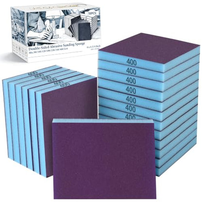 18 Pack Wet Dry Sanding Sponge Set, 400 Grit Foam Blocks Sandpaper - style: 400 Grit