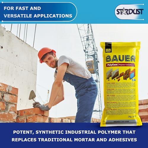 Bauer Instant Polymer Cement 12-Pack - Ready-to-Use Alternative to Mortar & Adhesives - Versatile for Concrete & Stone Tile Crack Repair & Brick Repair, Convenient & Durable - size: 2 kg (Pack of 12)