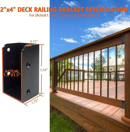 36Pcs Deck Railing Brackets Connectors,Heavy Duty Steel 1.2 inch Thickness Concealed Brackets for 2"x4" (Actual 1.5"x3.5") Wood Posts for Deck Railing,Fence,Porch, Garden Pergola - size: Parallel