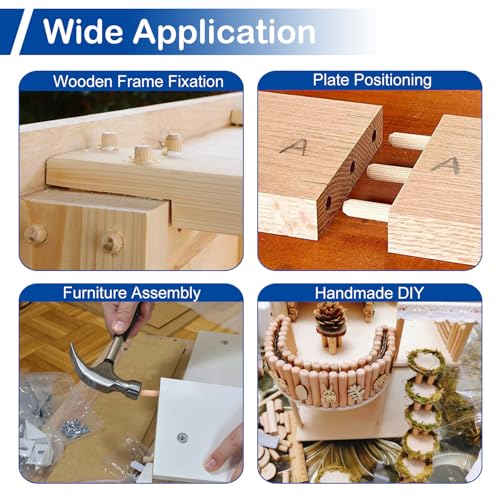 220Pcs Wooden Dowel Pin Assortment Kit, 4 Sizes(1/4", 5/16", 3/8") - size: Mix (6.35mm, 7.94mm, 9.53mm) - 4 Sizes